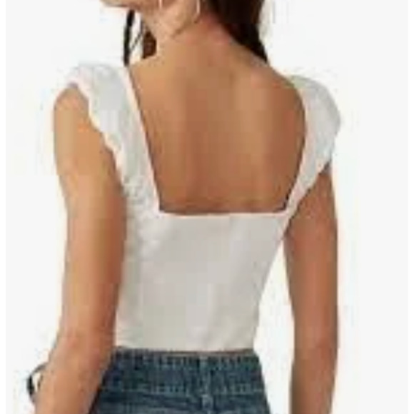 Free People cropped ASHLEY TANK TOP | Size L White, NEW N1 - Picture 7 of 8